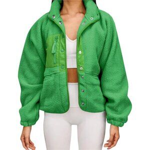 Womens Winter Coats Fleece Faux Fur Jacket Green